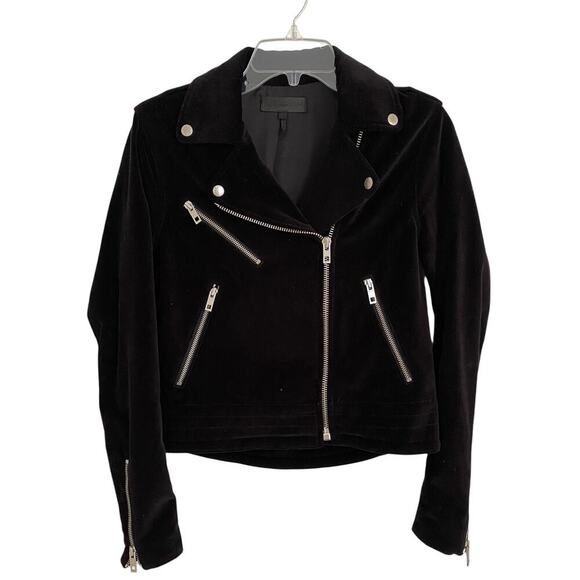 Rag & Bone / Jean Mercer Jacket Black Velvet Motorcycle Biker Zipper Collar S - Picture 7 of 13
